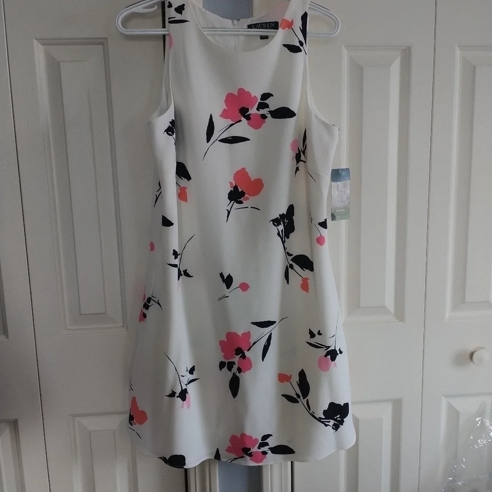LAUREN Ralph Lauren Shift Dress Scoop Neck Sz 12 - Picture 2 of 12